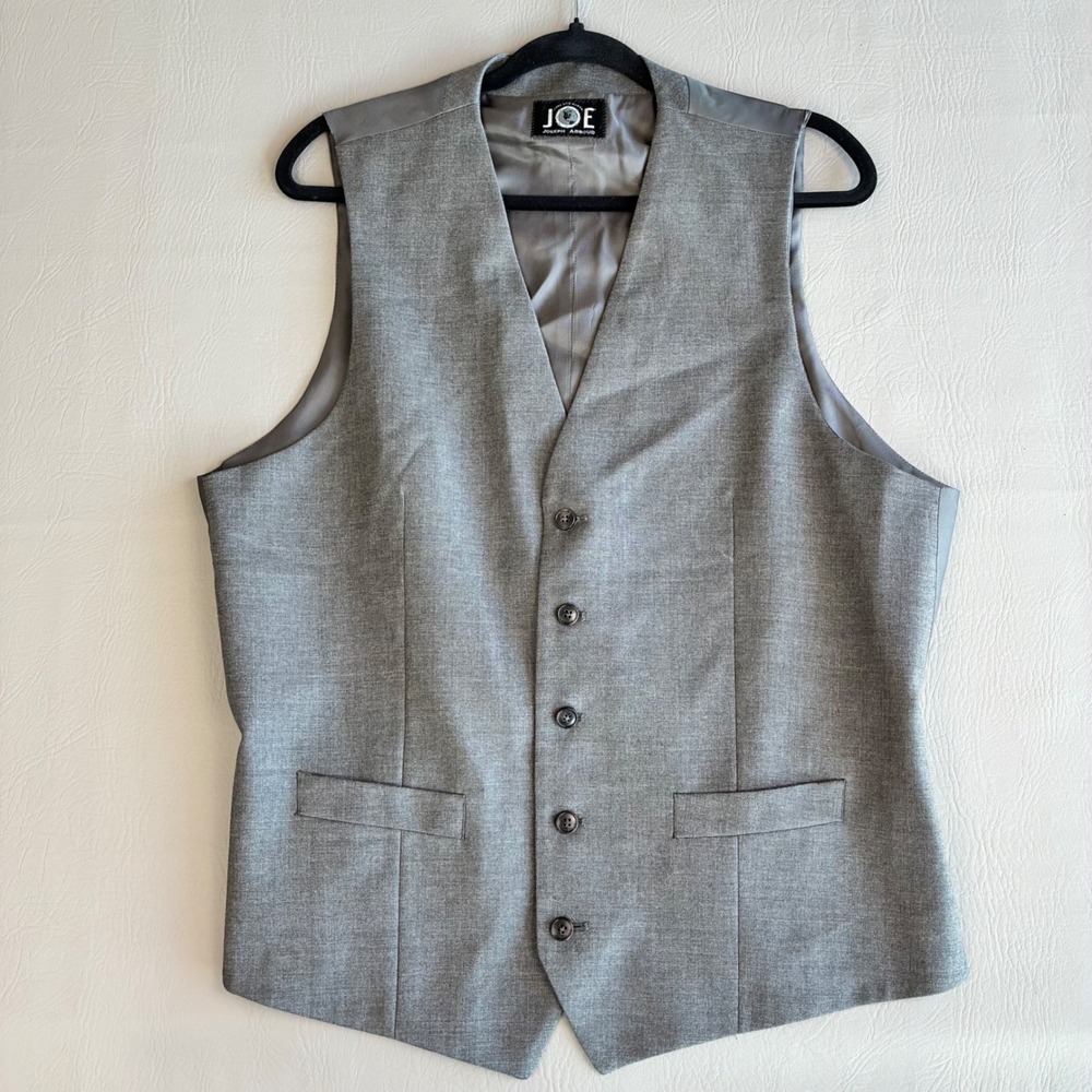 JOE Joseph Abboud Men's Gray 100% Wool Suit Vest Waistcoat 44R OVSW SB5Q